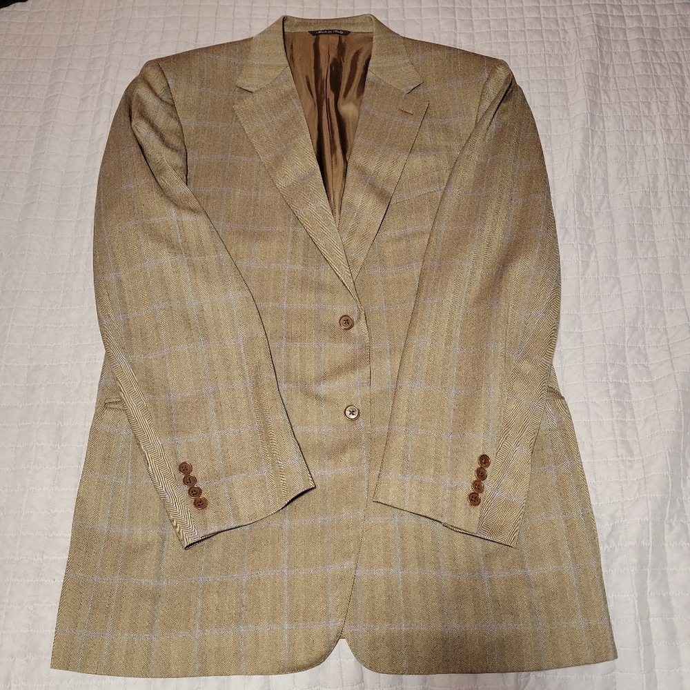 Canali Beige Checkered Blazer